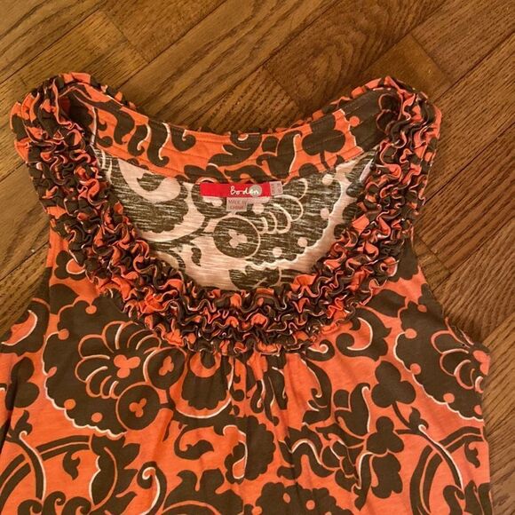 Boden summer dress sleeveless coral and browns size 2R - Picture 2 of 9